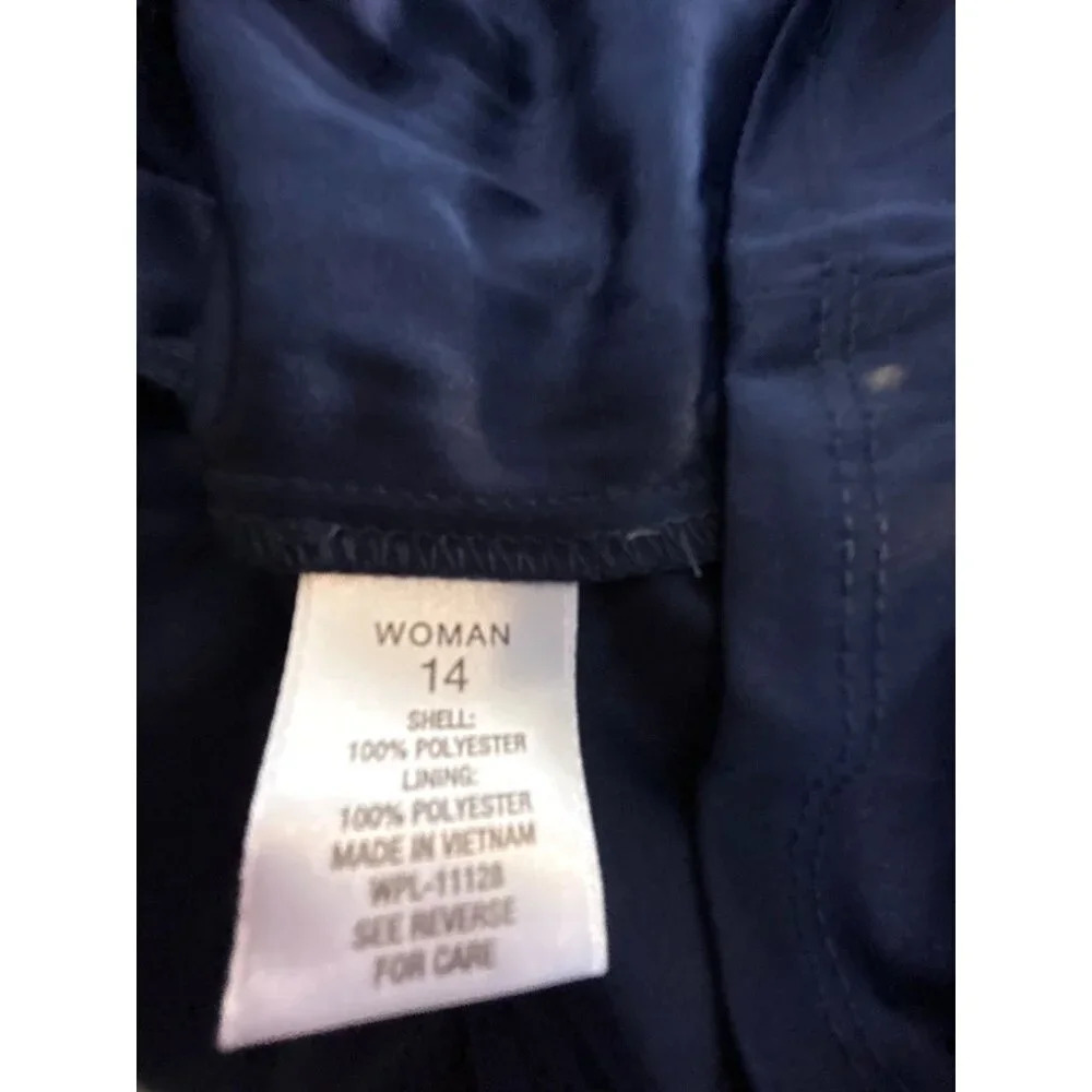 Luxe By Carmen Marc Valvo Womens Dress Navy Blue Flowy Lined Zip Back Sash Tie S - Picture 4 of 6
